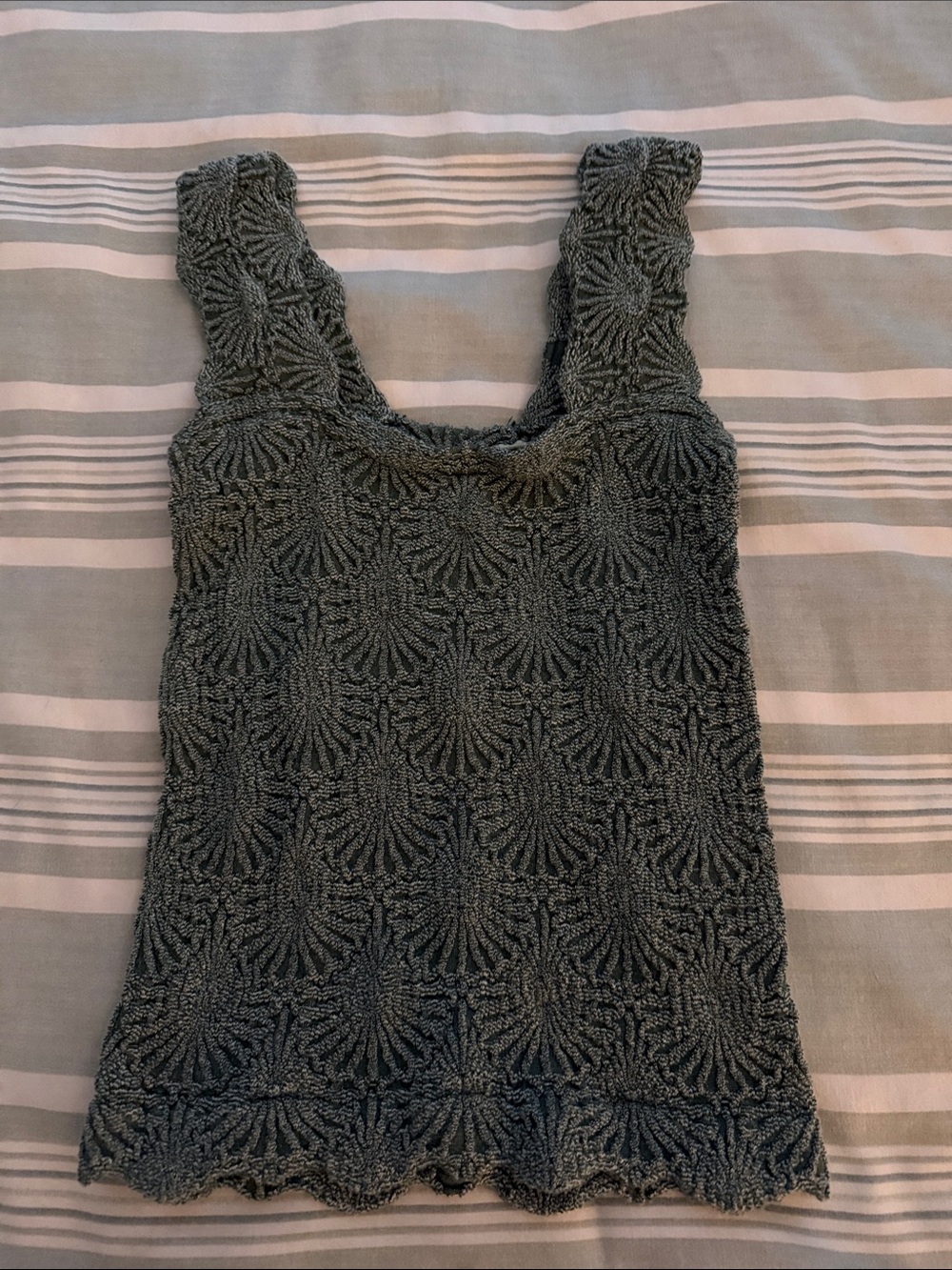 Free People Sage Green Textured Tank Top